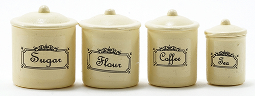 Dollhouse Miniature Canister Set, 4 Piece - Ivory